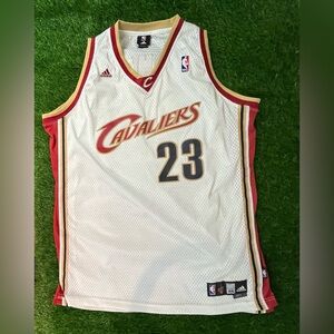 VTG 2000s Y2K LeBron James Cleveland Cavaliers White NBA Jersey Mens 2XL Adidas